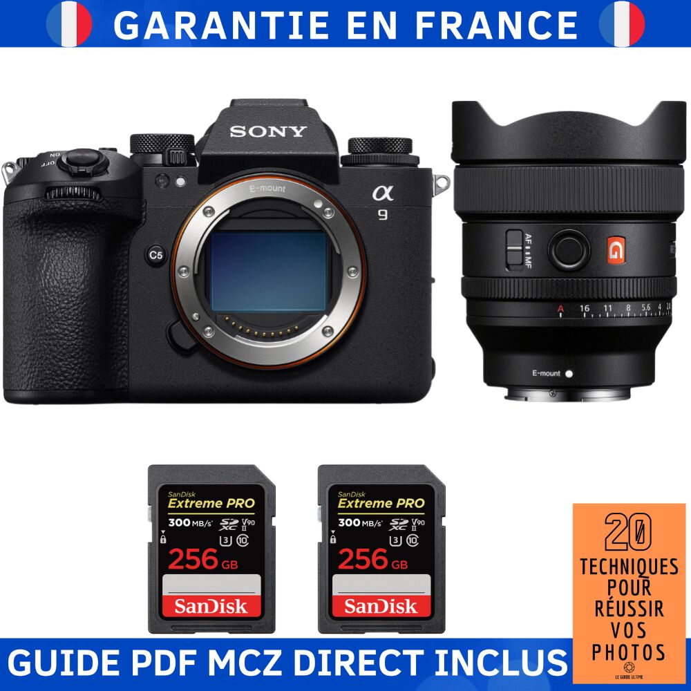 Sony A9 III + FE 14mm f1.8 GM + 2 SanDisk Extreme PRO UHS II SDXC 300 MB/ + Ebook '20 Techniques pour Réussir vos Photos' Appareil Photo Hybride Sony