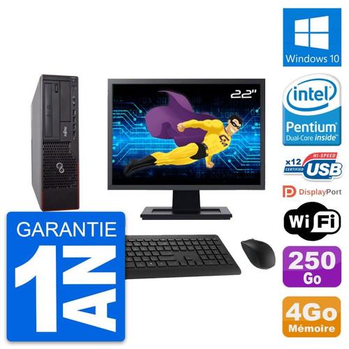 PC Fujitsu E700 Dt Ecran 22" Intel G630 Ram 4Go Disque 250Go Windows 10 WiFi