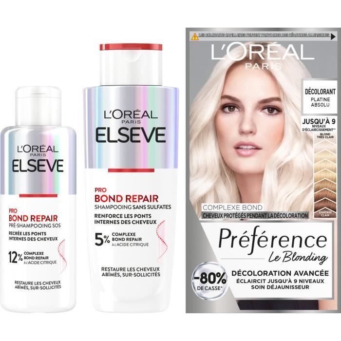 La Routine 'oréal Paris Pour Renforcer Les Cheveux Décolorés Coffret Produits Capillaires