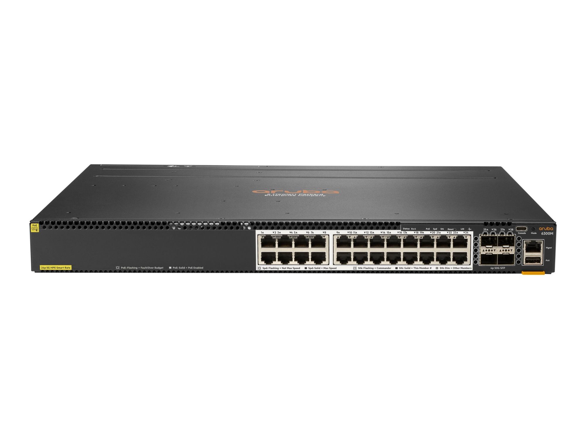 HPE Aruba Commutateur C3 Géré 24 x 12.5510GBase T + 4 x 1 Gigabit / 10 Gigabit / 25 Gigabit / 50 Gigabit SFP56 liaison montantestockage de 'avant et du côté vers 'arrière...