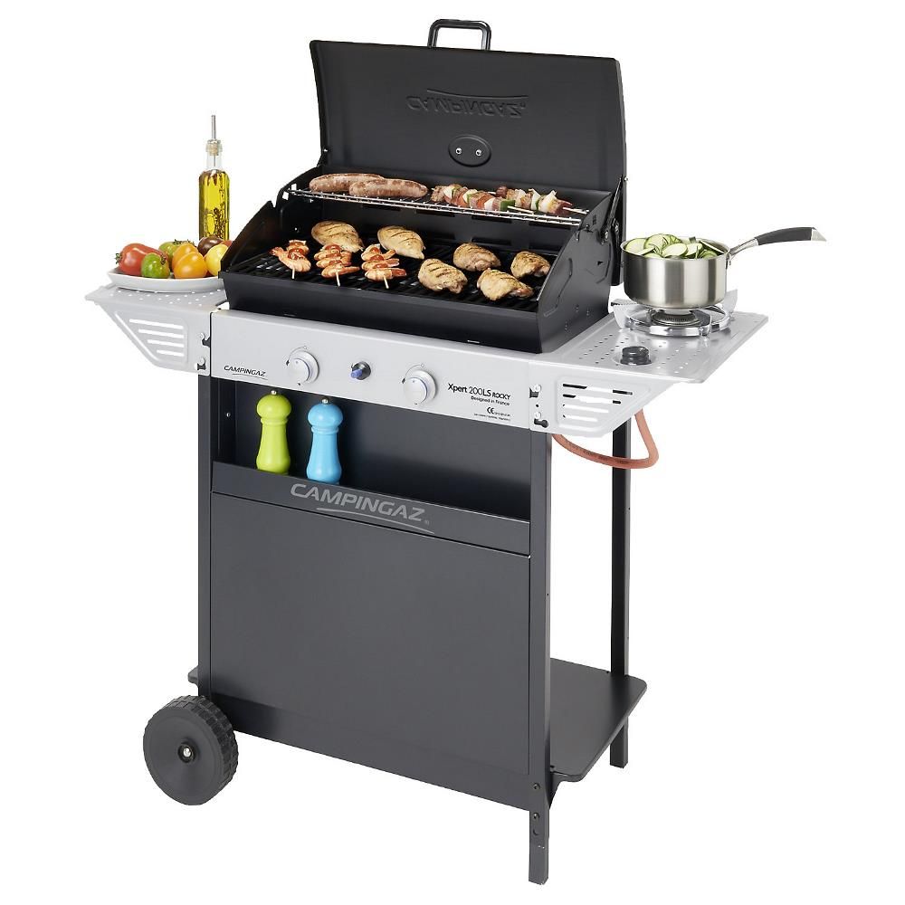 Barbecue à gaz 3 brûleurs en acier tablettes latérales roues XPERT200LS ROCKY