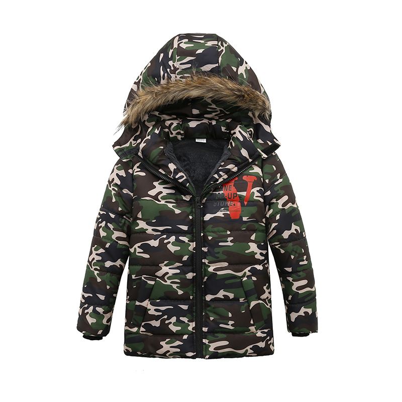 Doudoune Enfant Garçon De Marque Camouflage Épaississant Parka Garçon À Capuche Fourrure Synthétique Detachable Manteau Garçon -Zs306994