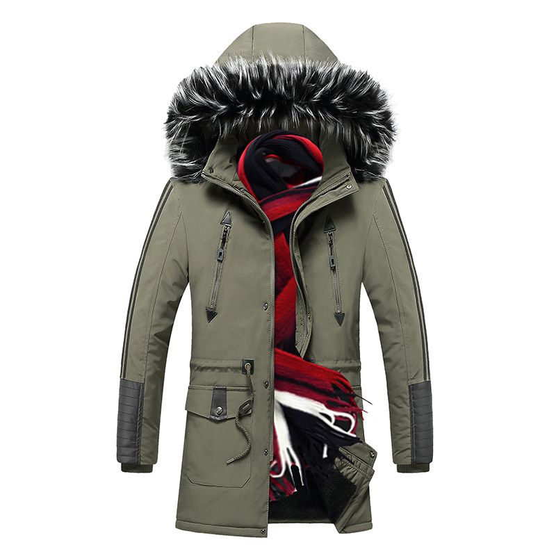 Parka Homme De Marque À Capuche Fourrure Synthétique Detachable Doudoune Homme Mi-Longue Plus De Velours Chaud Hiver Manteau Homme -Zs306770