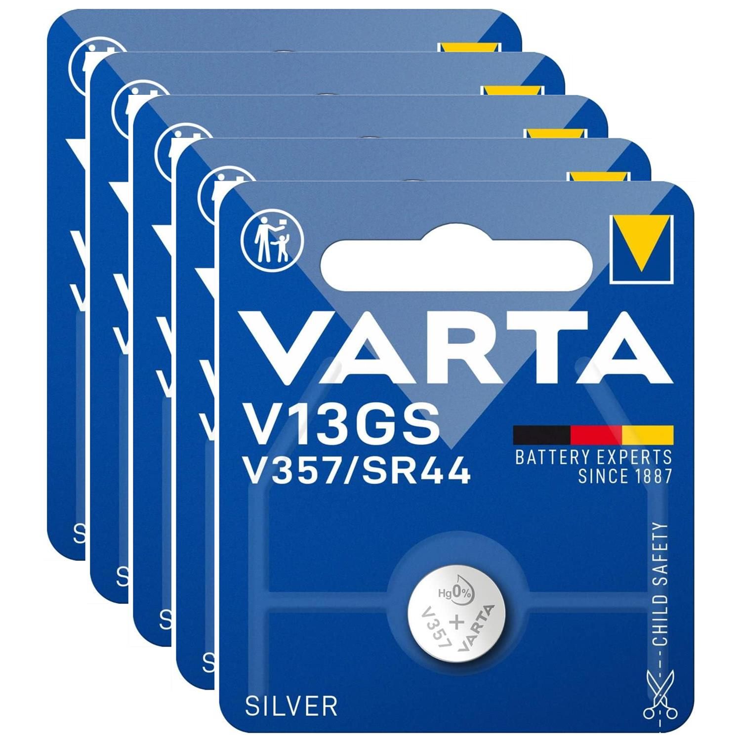 VARTA Lot de 5 Piles bouton Electronics V13GS V357 SR44