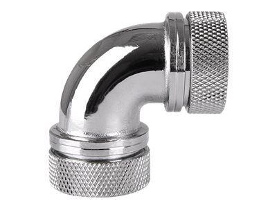 Thermaltake Pacific G14 PETG Tube 90 Degree Dual Compression Adaptateur de raccordement du système de refroidissement par liquide chrome