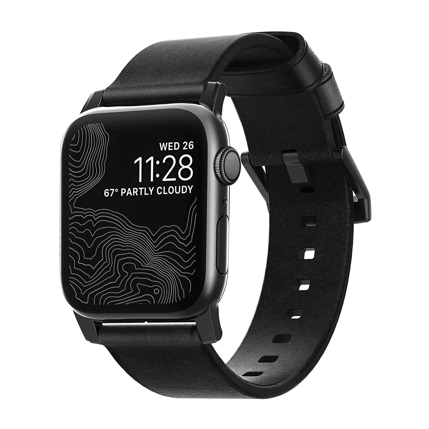 Nomad Nm1a41bm00 Accessoire Pour Smartwatch Bande Noir Cuir, Acier Inoxydable; Nomad Nm1a41bm00, Bande, Noir, Apple, Apple Watch Series 1, 2, 3, 4, 5, Cuir, Acier Inoxydable, Noir