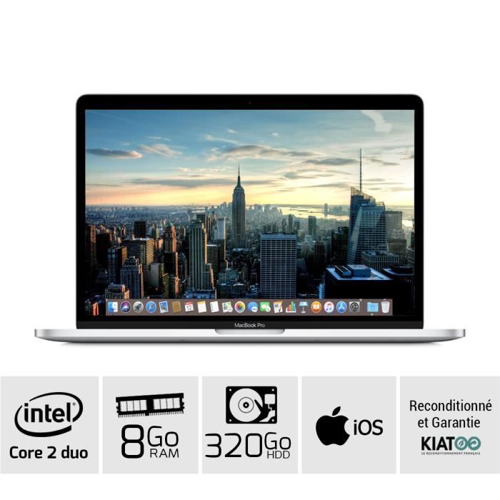 APPLE MacBook Pro 13" A1278 - Ordinateur portable - Core 2 Duo - RAM 8 Go - Stockage 320 Go - Clavier AZERTY - Reconditionné