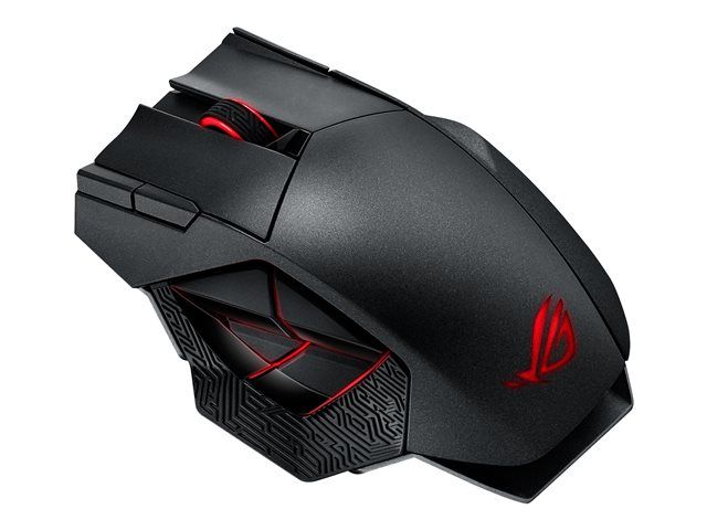 ASUS ROG Spatha - Souris - pour droitiers - laser - 12 boutons - sans fil, filaire - 2.4 GHz - récepteur sans fil USB - noir titane