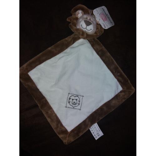 doudou lion grelot marron blanc pois action ZDT