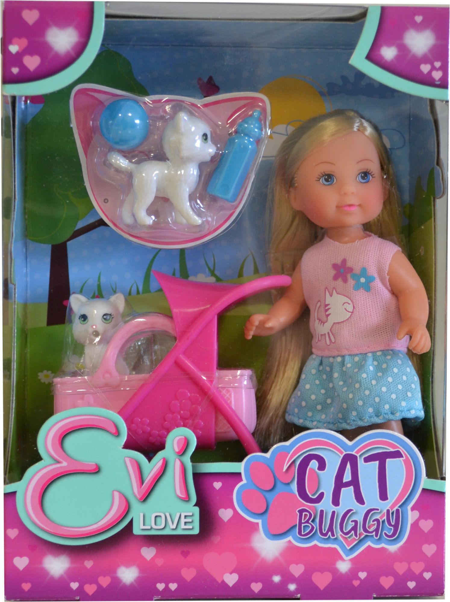 Evi 12cm Poussette Avec 2 Chats