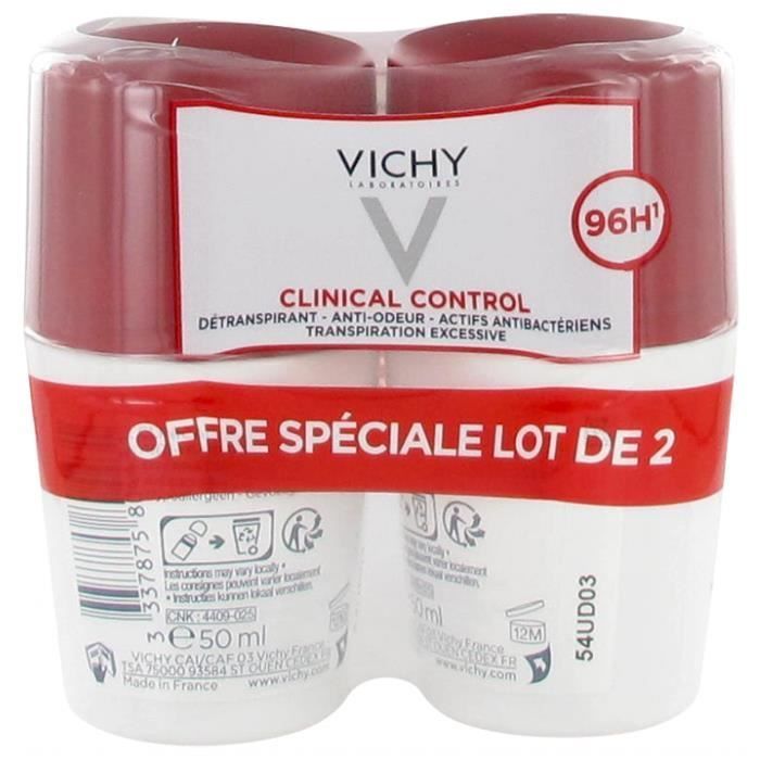 Déodorant Détranspirant Anti odeur Clinical Control Vichy Le Lot De 2 Roll on - vue 5