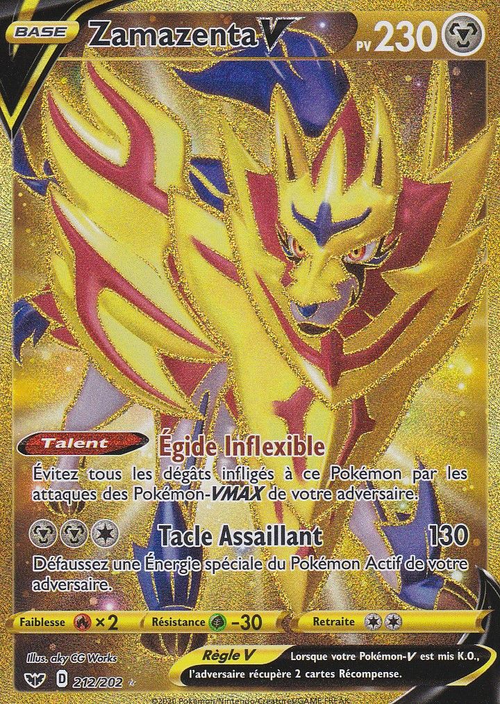 Carte Pokemon Zamazenta V 212 2 Secrete Rare Gold Epee Et Bouclier Francaise Rakuten