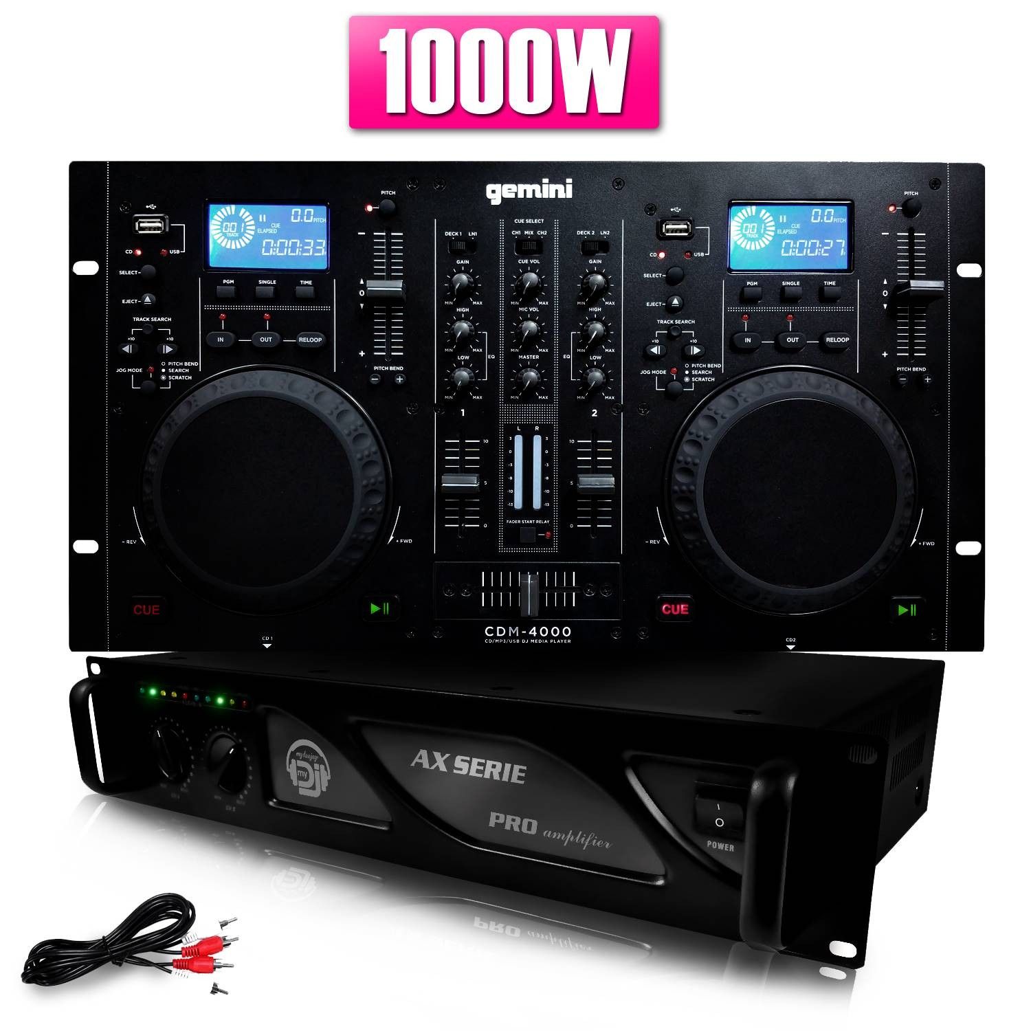 GEMINI CDM4000 Lecteur Combo Professionnel CD/USB + Ampli AX-1000 MyDj