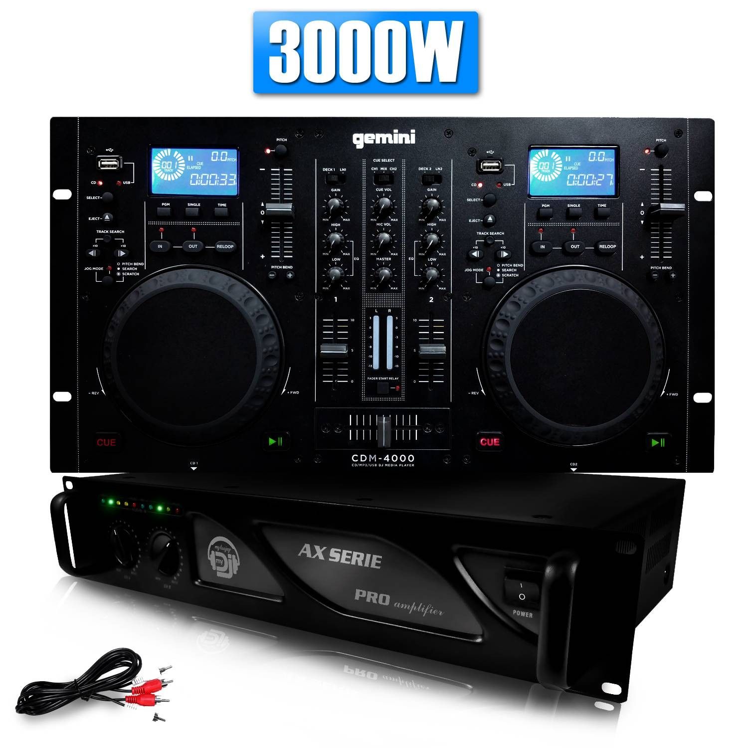 GEMINI CDM4000 Lecteur Combo Professionnel CD/USB + Ampli AX-3000 MyDj