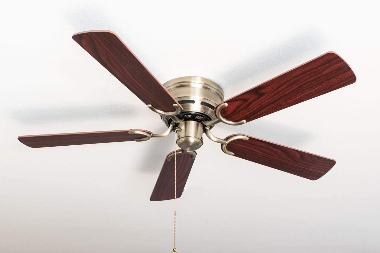 Ceiling Fan Kisa Deluxe Brass Antique without Light - Rosewood / Dark Walnut Including Pull Switch