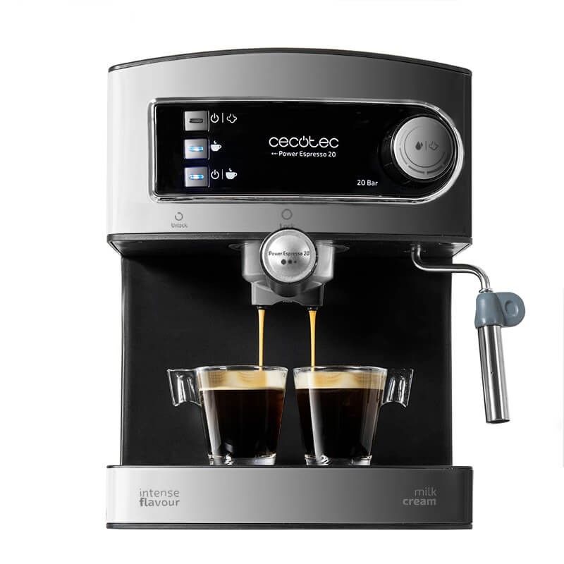 Machine à café Cecotec Expresso Power Espresso 20 20 bars Réservoir 1.5 Bras Double Sortie Buse vapeur Plateau Réchauffe tasses Finitions en Acier Inoxydable