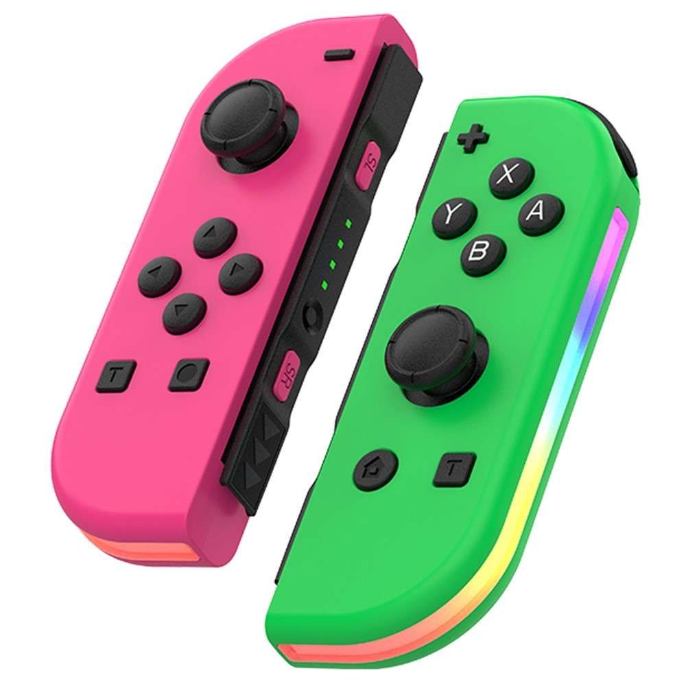 Manette Compatible Avec Nintendo Switch, Manette Sans Fil Bluetooth Joy-Con Contrôleurs Gamepad (Contrôleur Non Officiel) - Rose / Vert