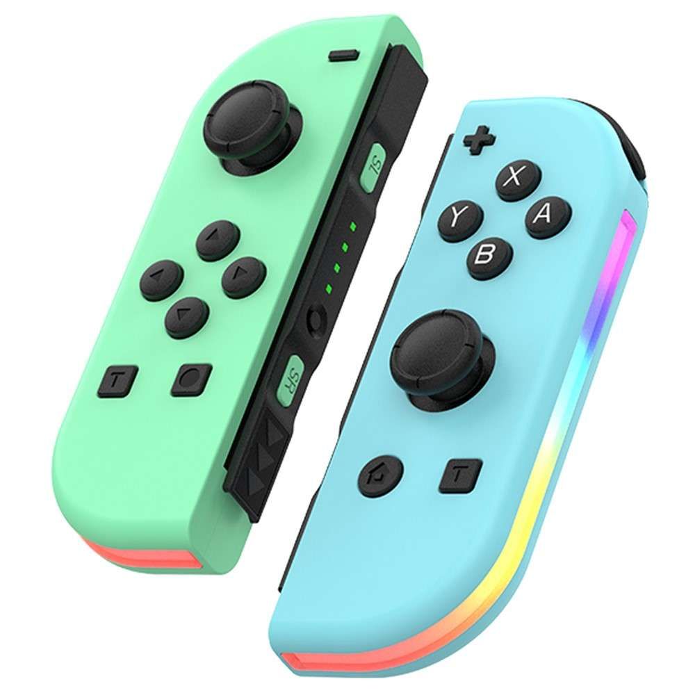 Manette Compatible Avec Nintendo Switch, Manette Sans Fil Bluetooth Joy-Con Contrôleurs Gamepad (Contrôleur Non Officiel) - Vert / Bleu Clair