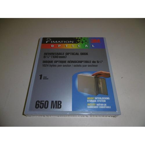 Disque Optique Réinscriptible De 5 1/4" 1024 Octets Par Secteur 650Mb Imation 3M