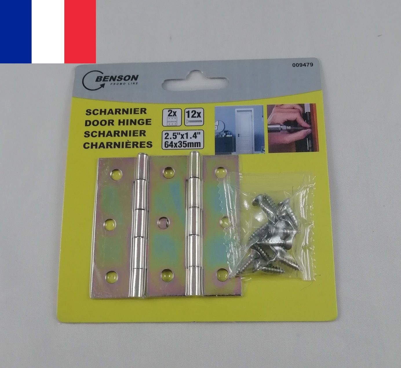 2 X Charnières de Porte en Laiton Penture 2,5" ( 64 x 35 mm ) +12 vis de Montage