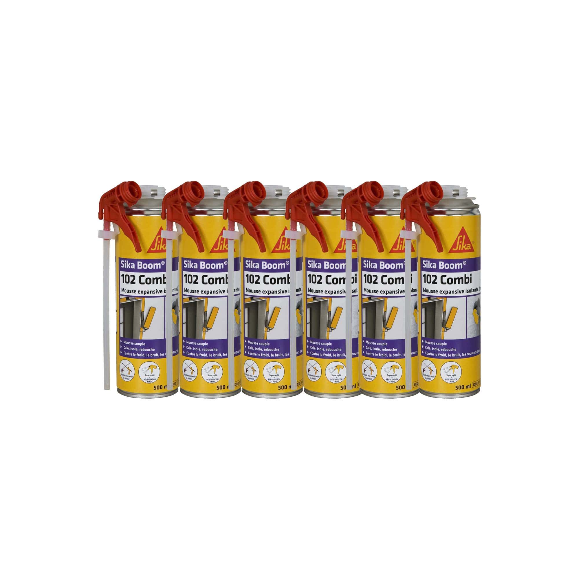 Lot de 6 mousses polyuréthanes expansives SIKA Sika Boom 102 Combi - 500ml