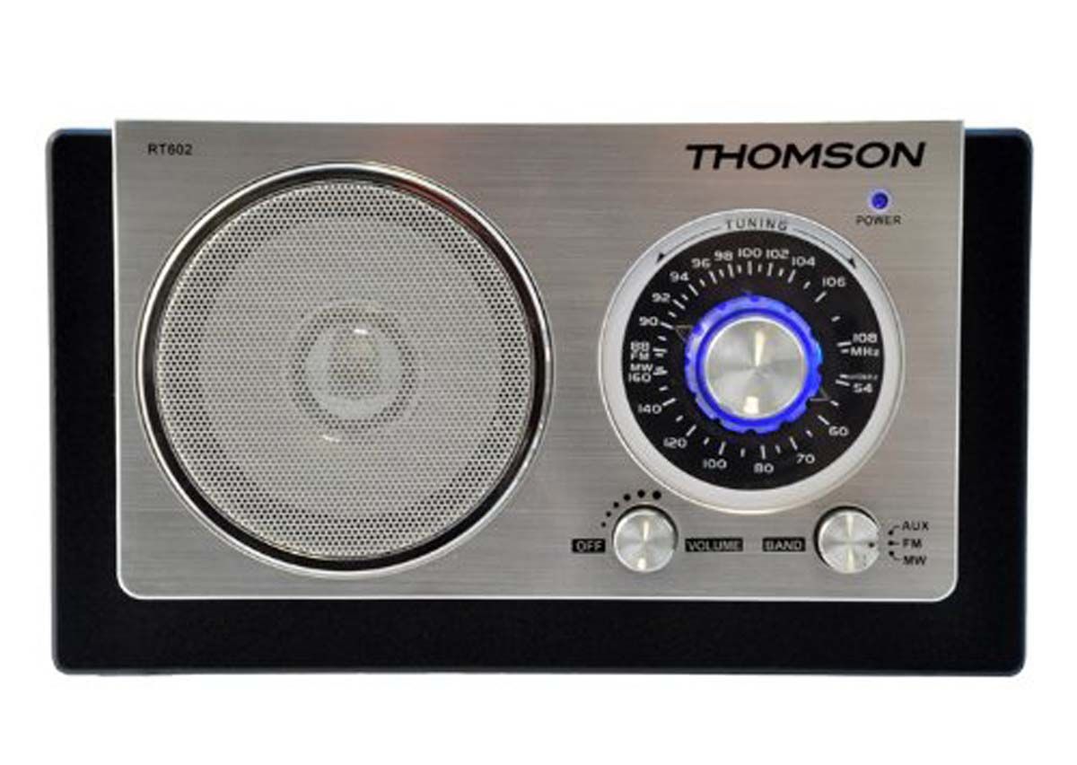 Thomson RT602 Radio Rétro FM/MW Boitier en bois Noir/argent