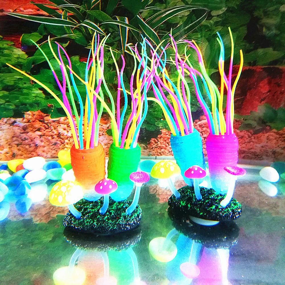 Xm Décoration D'aquarium À Poissons Plante Artificielle Silicone Eau De Mer Fausse Plante Décoration D'aquarium Produits Pour Animaux De Compagnie