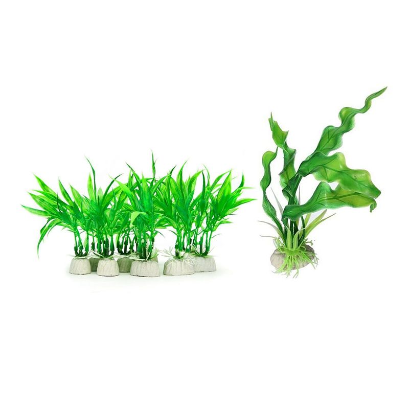 Bon66 11 Pièces Plantes D'aquarium Artificielles? Décorations Aquarium Décor Maison Plastique Vert? 10 Pièces 10cm & 1 Pièces 20 Cm