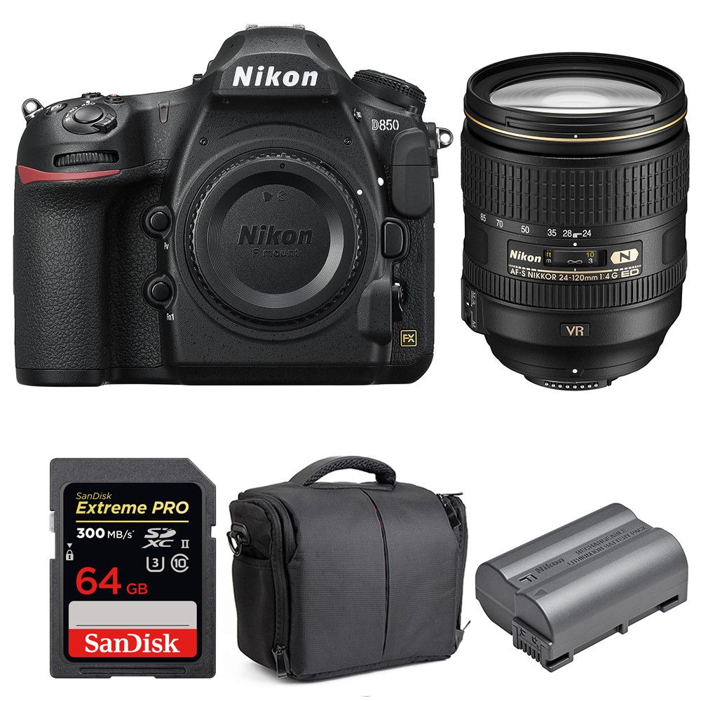 Nikon D850 + 24 120mm F4 G ED VR + SanDisk Extreme PRO UHS II SDXC 300MB/ + EN EL15b + Sac Garantie