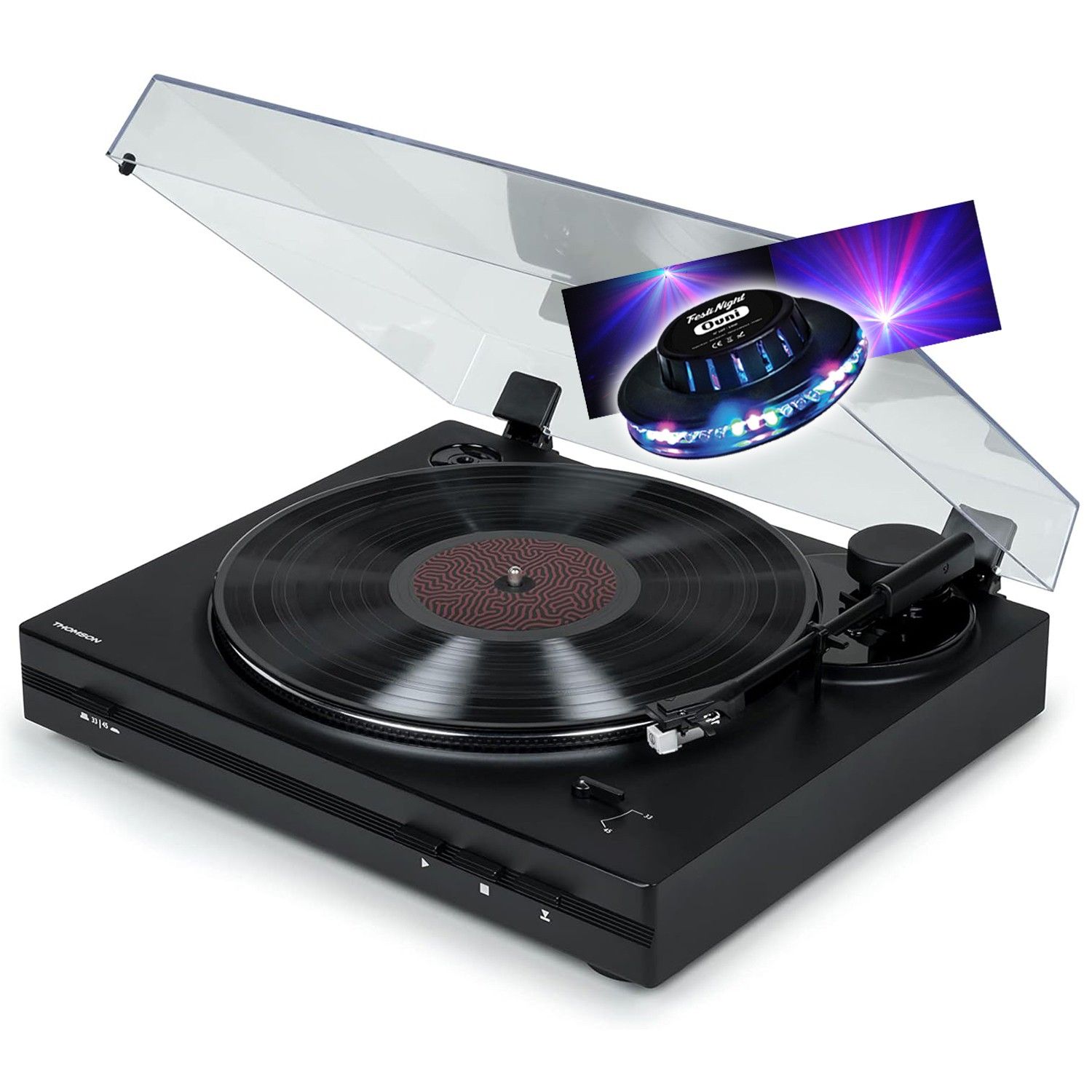 Tourne Disque vinyle Thomson TT350 3345 trs Lectureretour du bras automatique Jeu de Lumière OVNI couleurs LED