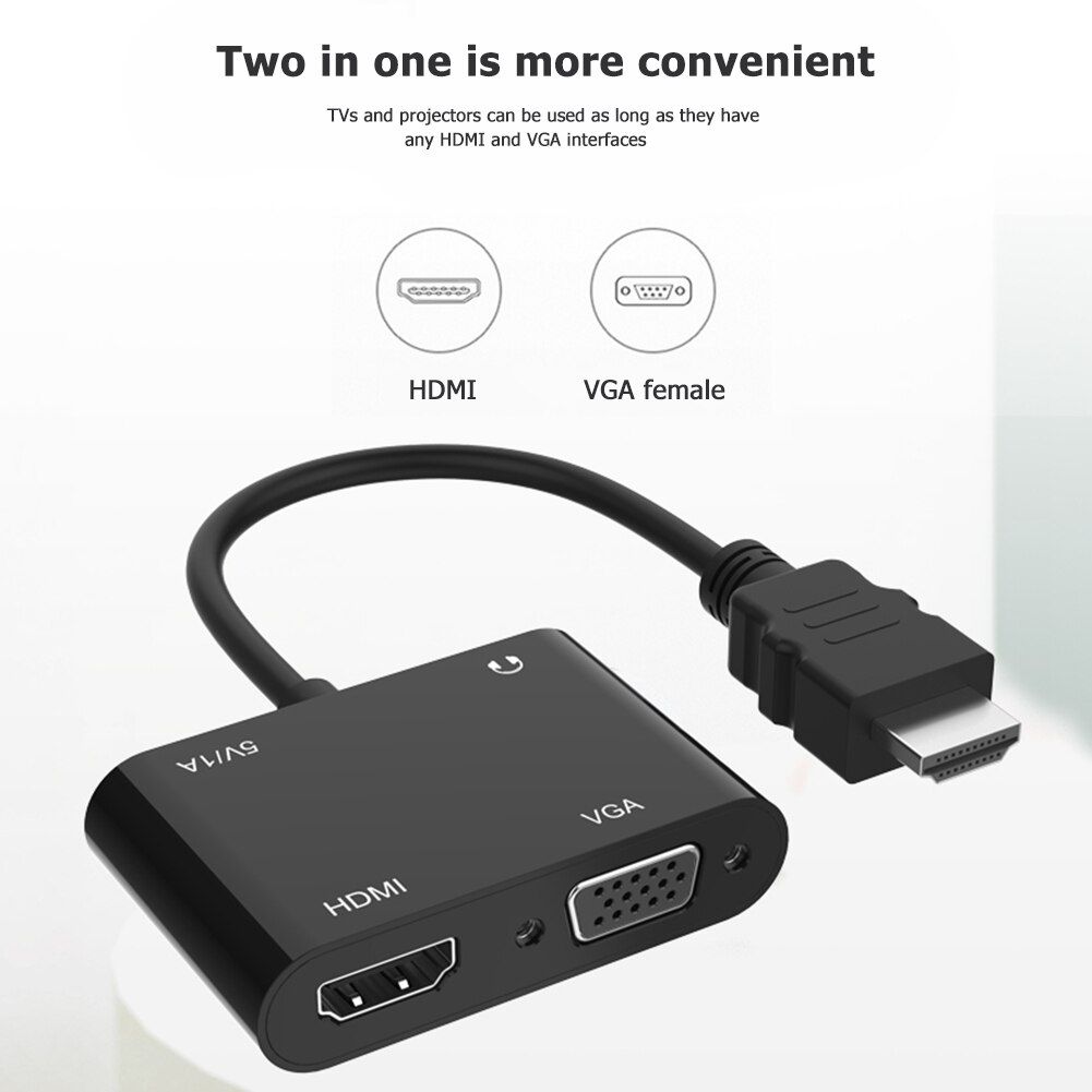 HDMI vers VGA + HDMI convertisseur numérique vers Audio analogique 4K 1080P adaptateur vidéo Dock pour accessoires informatiques ménagers