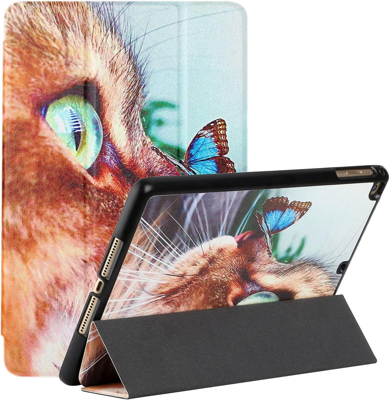 Tablet Coque Pour Ipad 8/7/6/5 (Ipad 9.7, Ipad 9.7 Pro), Pu Cuir Flip Housse ¿¿Tui Support Coque De Tablet, L¿¿Ger Housse Tablette Cover [Sommeil/R¿¿Veil Automatique] (Chat)