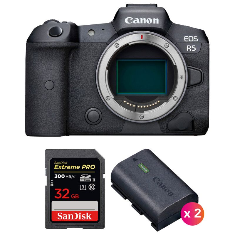 Canon EOS R5 Nu + SanDisk Extreme PRO UHS II SDXC 300 MB/ + 2 Canon LP E6NH - vue 2