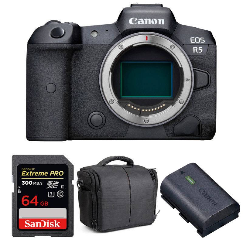 Canon EOS R5 Nu + SanDisk Extreme PRO UHS II SDXC 300 MB/ + Canon LP E6NH + Sac - vue 3