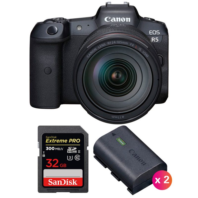 Canon EOS R5 + RF 24 105mm f/ IS USM + SanDisk Extreme PRO UHS II SDXC 300 MB/ + 2 Canon LP E6NH