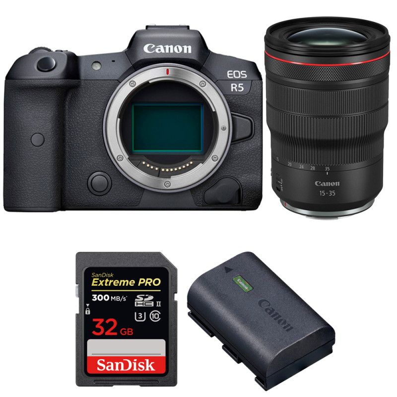 Canon EOS R5 + RF 15 35mm f/ IS USM + SanDisk Extreme PRO UHS II SDXC 300 MB/ + Canon LP E6NH - vue 2