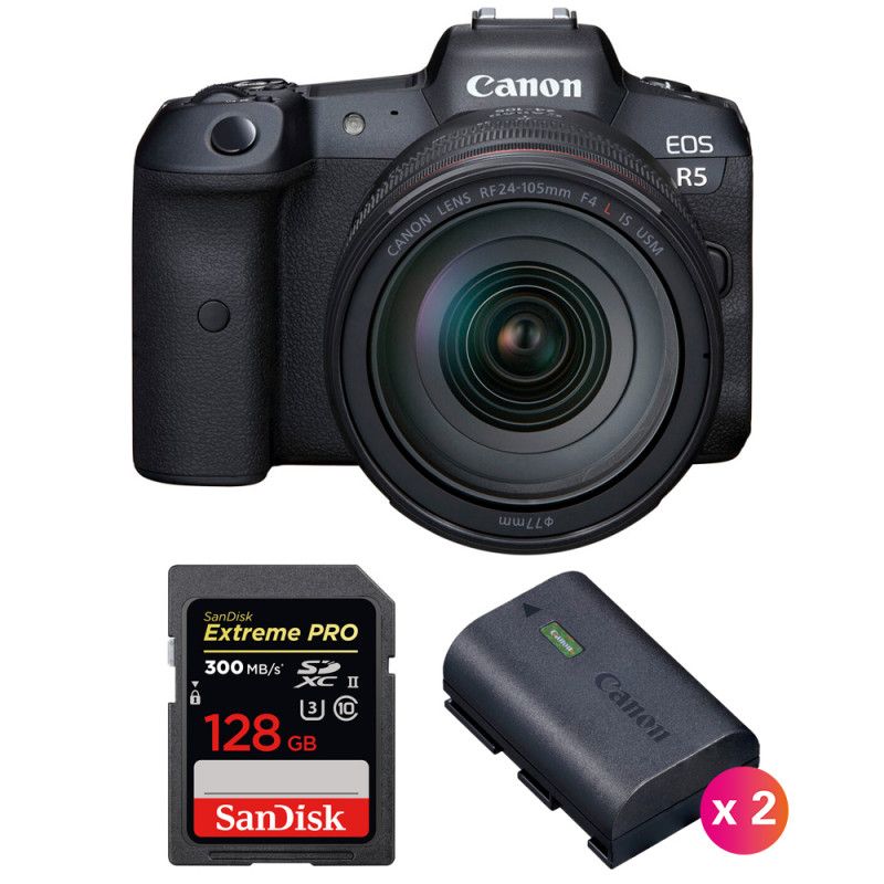 Canon EOS R5 + RF 24 105mm f/ IS USM + SanDisk Extreme PRO UHS II SDXC 300 MB/ + 2 Canon LP E6NH - vue 3