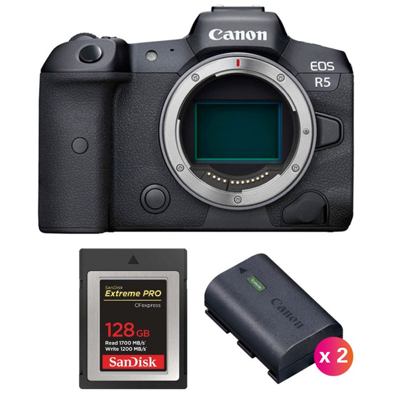 Canon EOS R5 Nu + SanDisk Extreme PRO CFexpress Type B + 2 Canon LP E6NH - vue 2