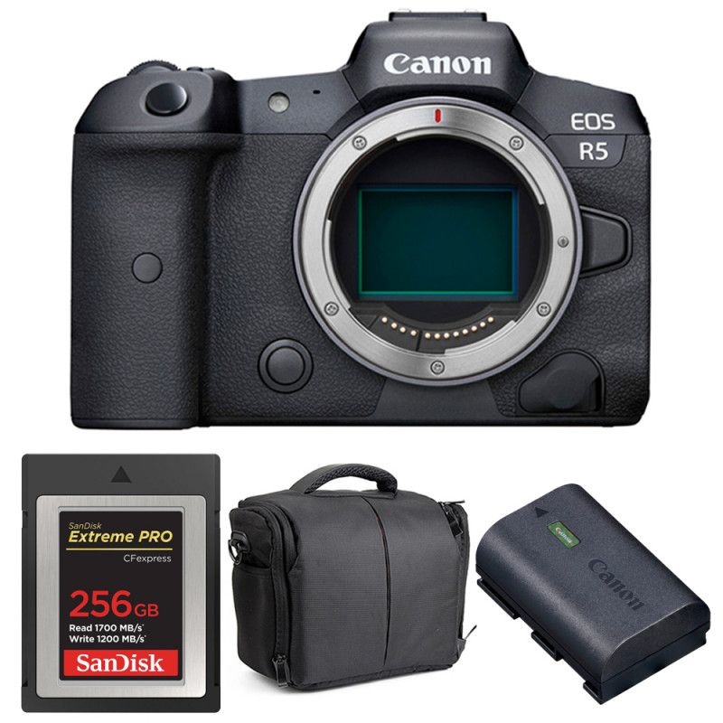 Canon EOS R5 Nu + SanDisk Extreme PRO CFexpress Type B + Canon LP E6NH + Sac - vue 4