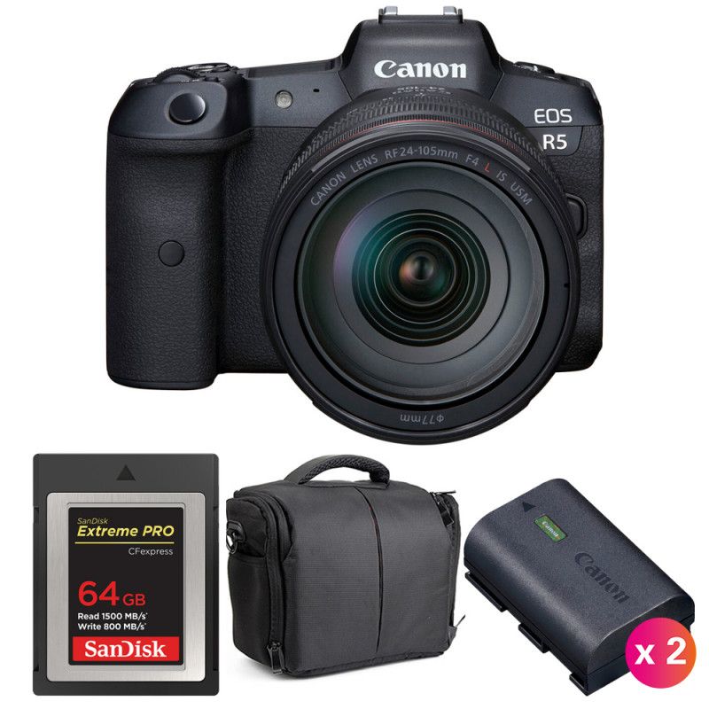 Canon EOS R5 + RF 24 105mm f/ IS USM + SanDisk Extreme PRO CFexpress Type B + 2 LP E6NH + Sac - vue 3