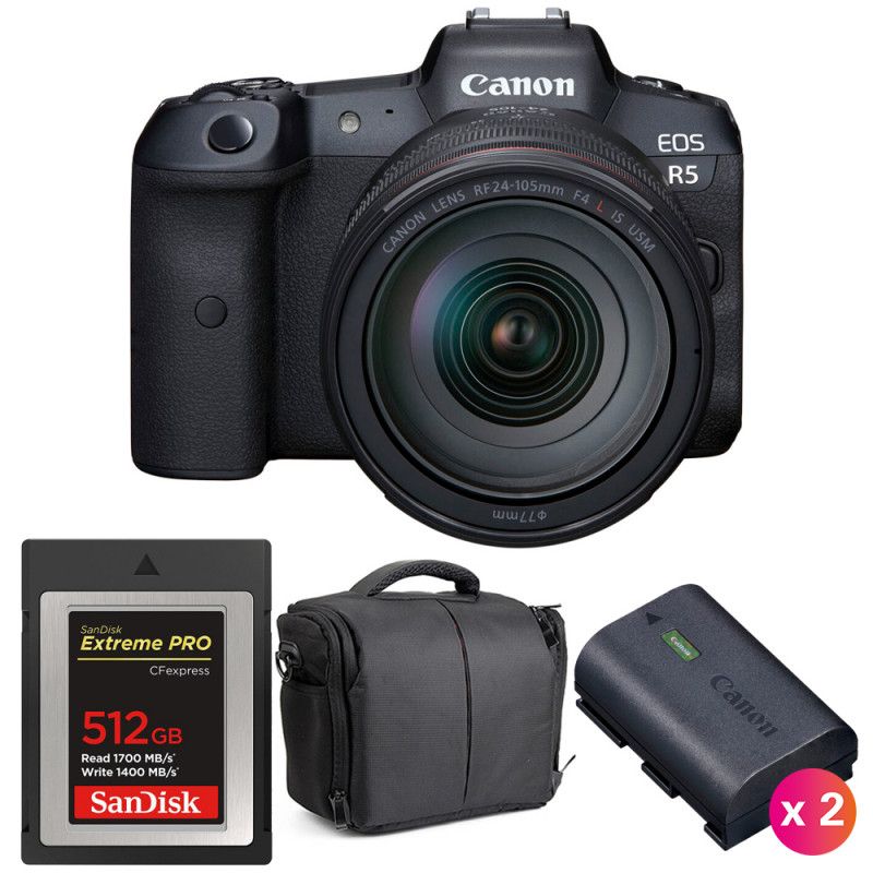 Canon EOS R5 + RF 24 105mm f/ IS USM + SanDisk Extreme PRO CFexpress Type B + 2 LP E6NH + Sac - vue 4