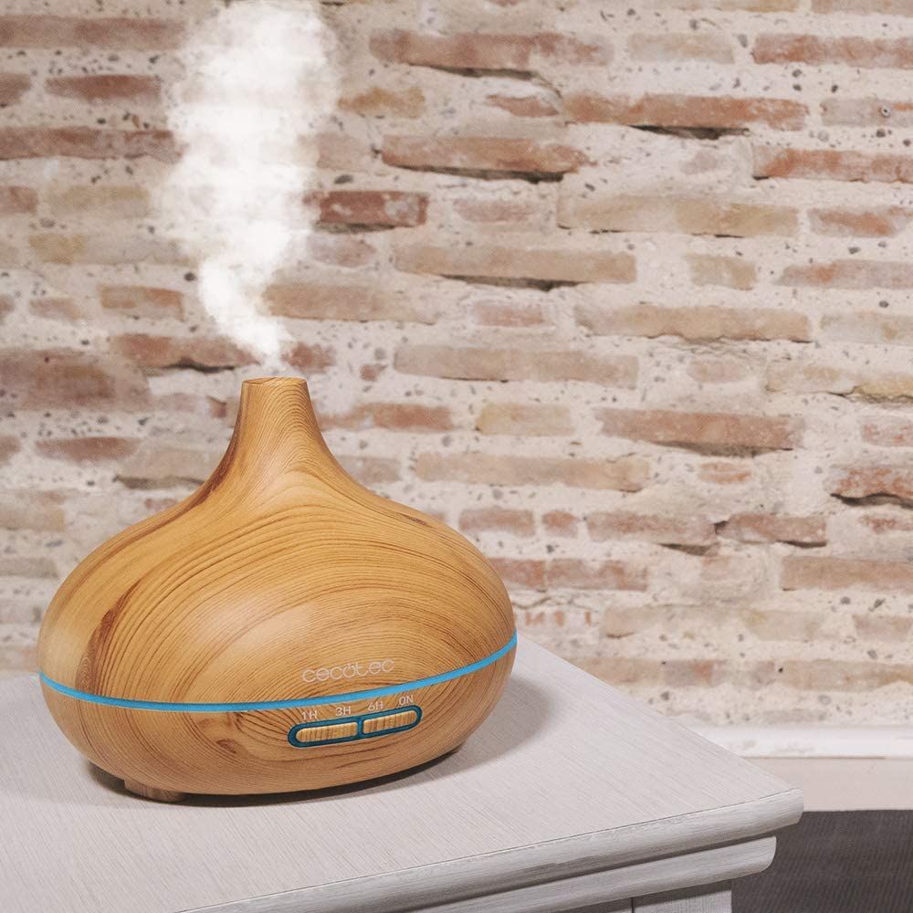 Humidificateur Ultrasonique Pure Aroma De Avec Minuterie Et 7 Couleurs Led Bois