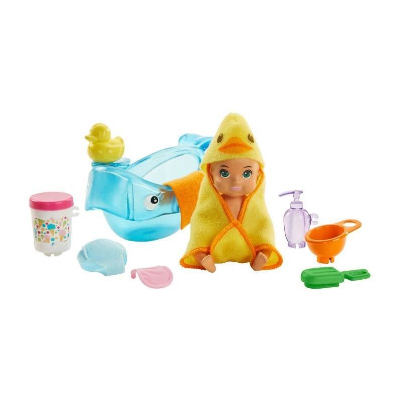 Barbie Bébé Et Accessoires De Bain Ghv84 Coffret Poupée Mannequin Et +