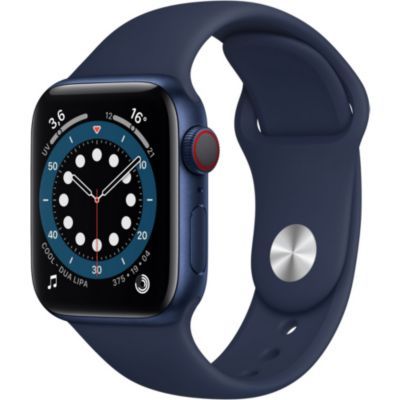 Apple Watch Series 6 (GPS + Cellular) - Boitier 40 mm aluminium bleu avec bracelet sport bleu marine