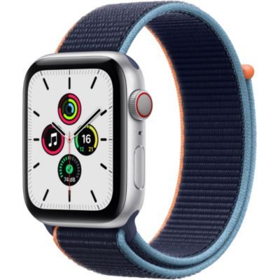 Apple Watch SE (GPS + Cellular) - Boitier 40 mm aluminium argent avec bracelet sport bleu marine