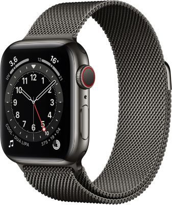 Apple Watch Series 6 (GPS + Cellular) - Boitier 40 mm acier graphite avec bracelet milanais graphite