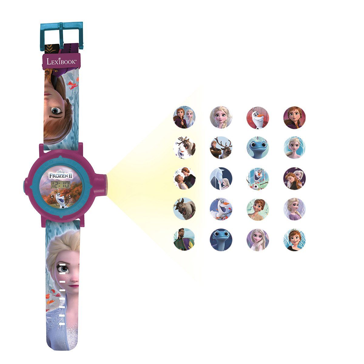 Montre digitale avec projection de 20 images design Reine des Neiges