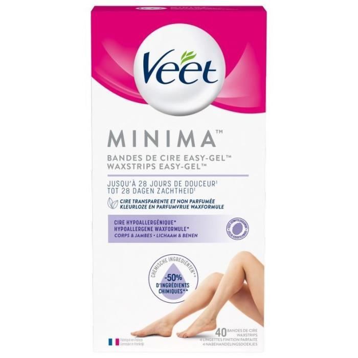 Bandes De Cire Froide Jambes Corps Peau Sensible Hypoallergénique Minima Veet La Boîte De 40 Bandes - vue 2