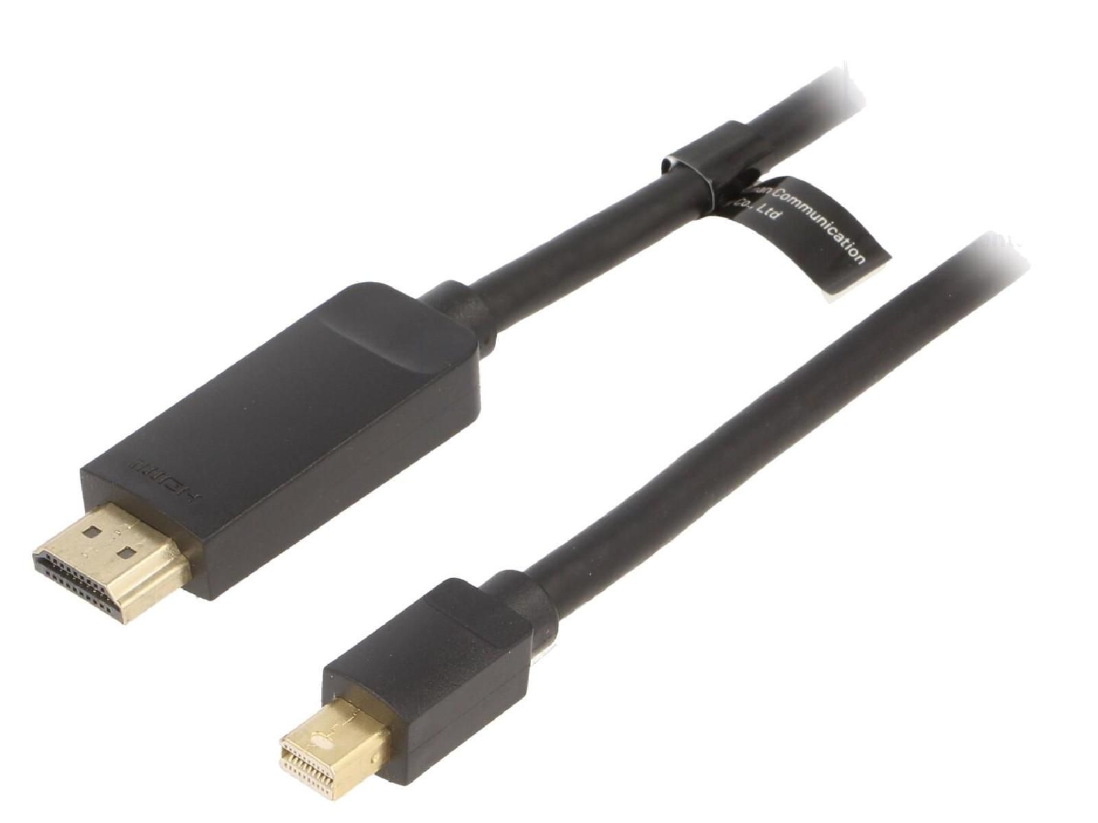 Cable HDMI male mini DisplayPort male 3m noir