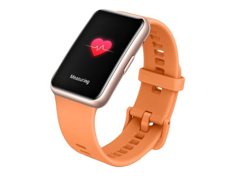 Huawei Watch Fit - Rose or - montre intelligente avec bracelet - silicone - orange cantaloup - taille du poignet : 130-210 mm - affichage 1.64 - 4 Go - Bluetooth - 21 g